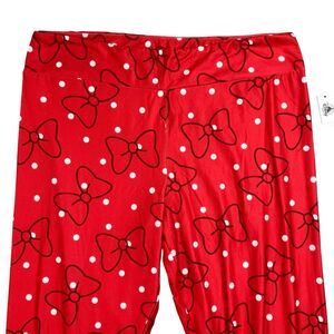 Disney Bow Polka Dot Leggings Womens XL Red Minnie Mouse Stretch High Rise Parks